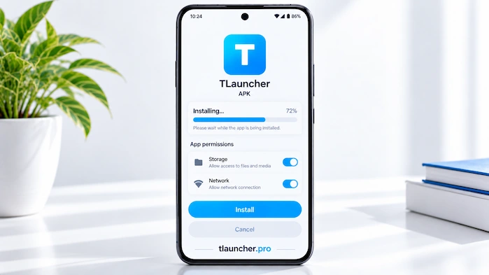 TLauncher Android APK installation screen