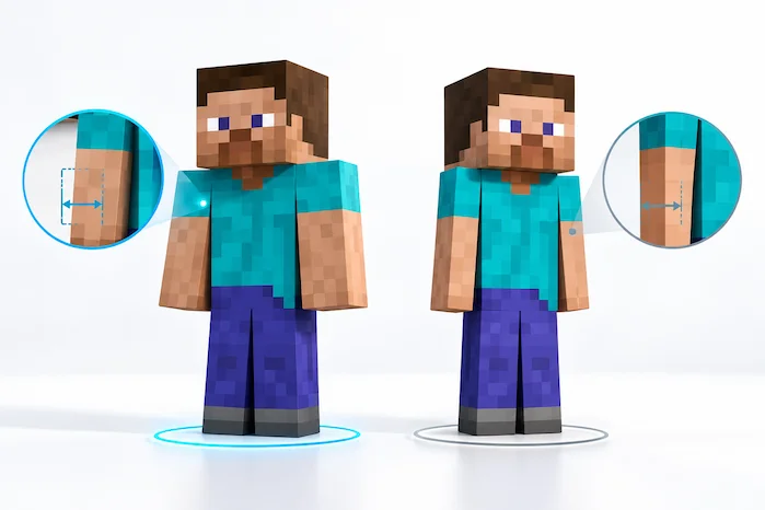 TLauncher Skins classic and slim Minecraft models